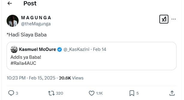 Post magunga themagunga 'hadi siaya baba kasmuel mcoure addis ya baba! raila4auc