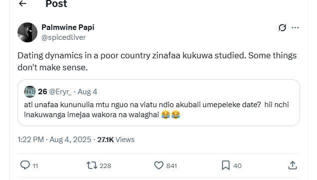 Post palmwine papi spicedliver dating dynamics in a poor country zinafaa kukuwa