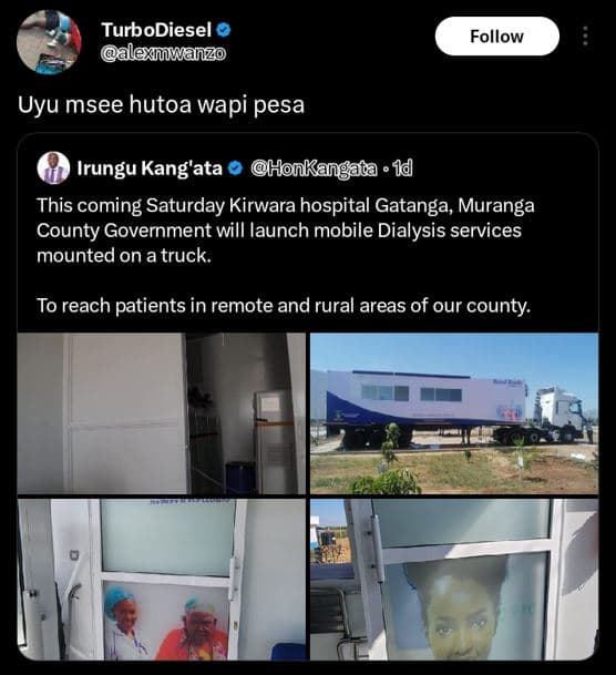 Turbodiesel alexmwanzo follow uyu msee hutoa wapi pesa irungu kang'ata honkangai