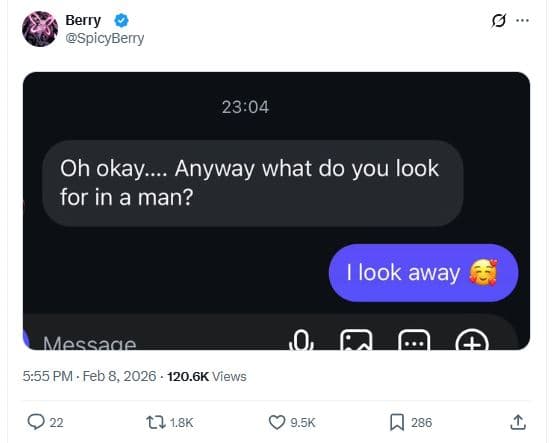 Berry spicyberry 23.04 oh okay_ anyway what do you look for in a man? look away