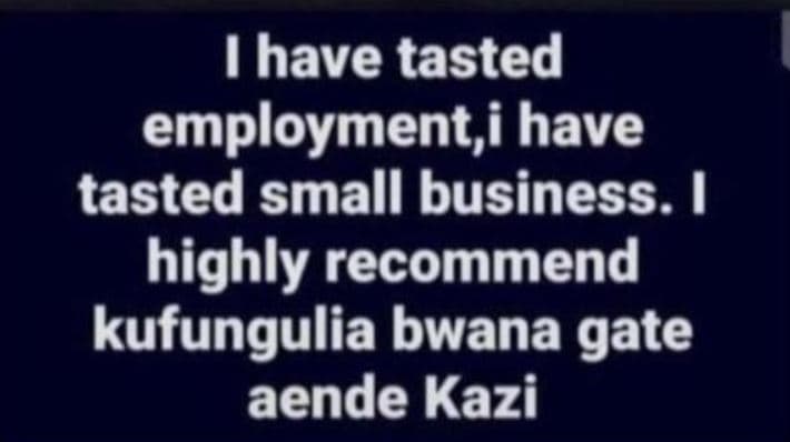1 have tasted employment,i have tasted small business. ! highly recommend kufung