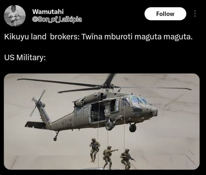 Wamutahi f_laikipia follow kikuyu land brokers twina mburoti maguta maguta. us m