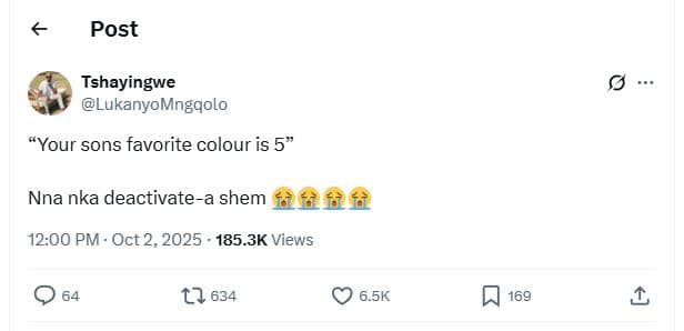 Post tshayingwe lukanyomngqolo your sons favorite colour is 5 nna nka deactivate