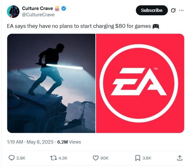 Culture crave culturecrave subscribe ea says they have no plans to start chargin