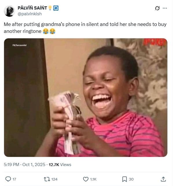 Pãłvxq saínt palvinkish me after putting grandma's phone in silent and told her