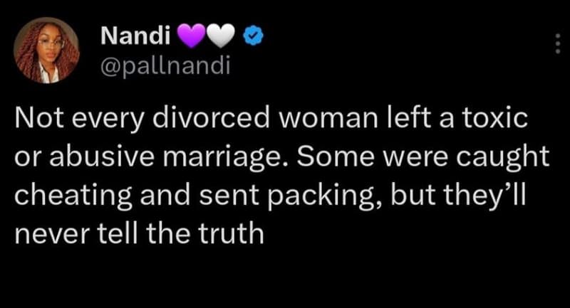 Nandi pallnandi not every divorced woman left a toxic or abusive marriage. some