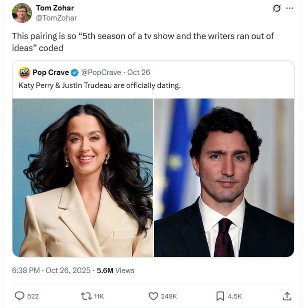 Tom zohar tomzohar this pairing is so 5th season of atv show and the writers ran