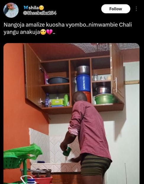 Shila shedbaibz254 follow nangoja amalize kuosha vyombo.nimwambie chali yangu an