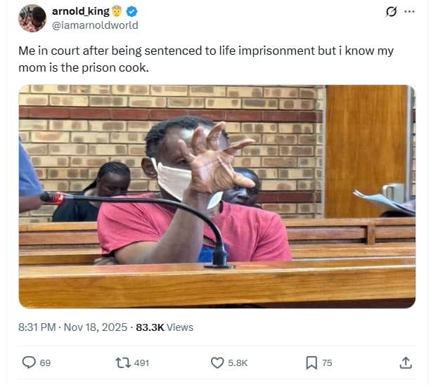 Arnold_king iamarnoldworld me in court after being sentenced to life imprisonmen