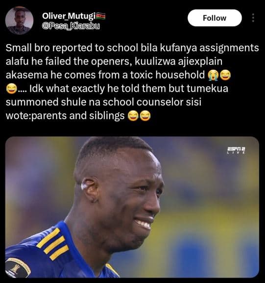 Oliver_mutugi pesakaiabu follow small bro reported to school bila kufanya assign