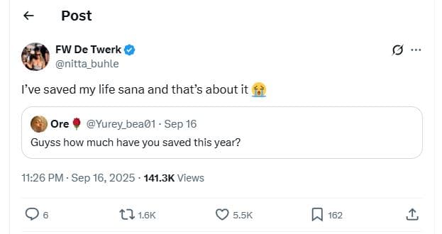 Post fw de twerk nitta_buhle ive saved my life sana and thats about it ore yurey