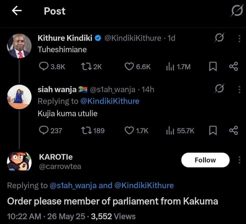 Post kithure kindiki tuheshimiane kindikikithure 1d 3.8k l22k 6.6k ılul 1.7m 98