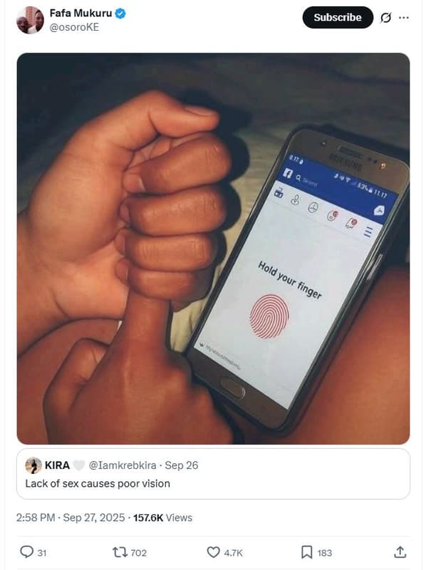 Fafa mukuru osoroke subscribe kira iamkrebkira sep 26 lack of sex causes poor vi