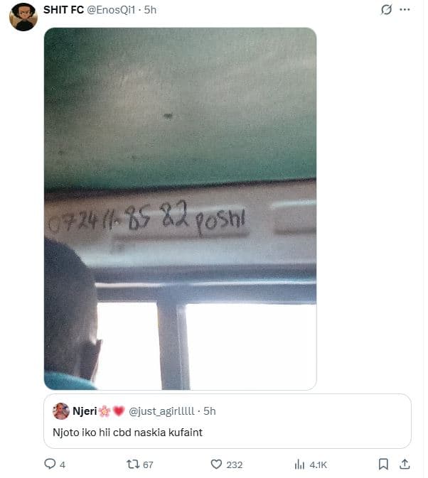 Shit fc enosqil 5h 85 82 poshl njeri just_agirlllll 5h njoto iko hii cbd naskia