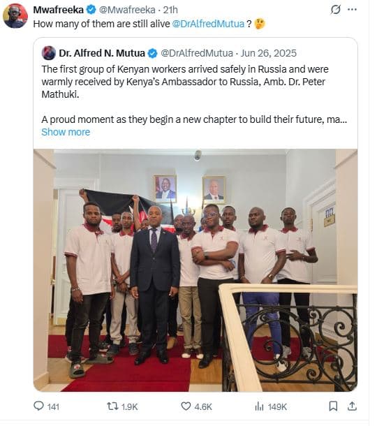 Mwafreeka mwafreeka 21h how many of them are still alive dralfredmutua dr. alfre