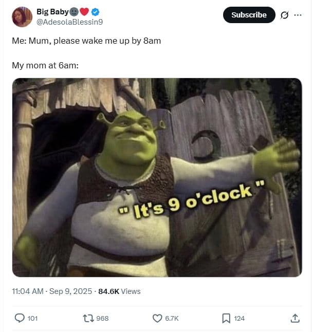 Big baby adesolablessing subscribe me mum, please wake me up by 8am my mom at 6a