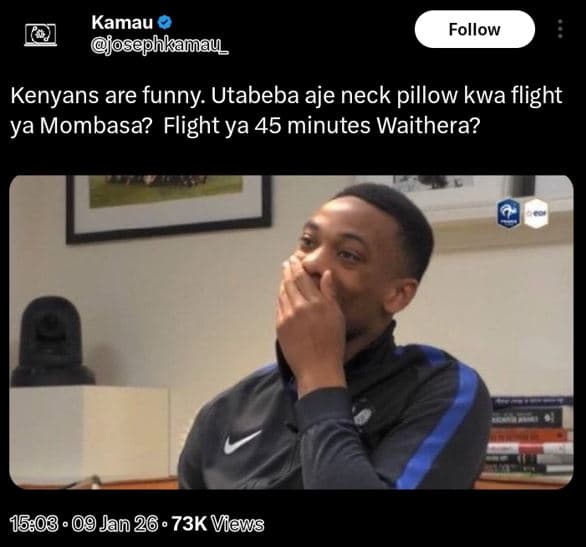 Kamau djosephkamau follow kenyans are funny utabeba aje neck pillow kwa flight y