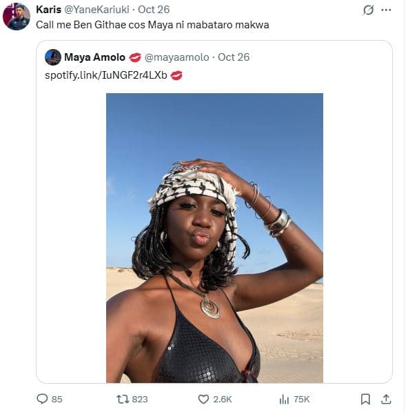 Karis yanekariuki oct 26 call me ben githae cos maya ni mabataro makwa maya amol