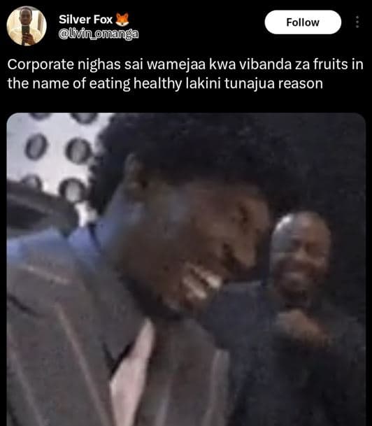 Silver fox uvfin_manga follow corporate nighas sai wamejaa kwa vibanda za fruits