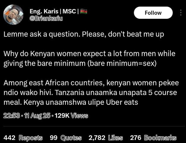 Eng. karis msc briankaiy follow lemme ask a question. please, don't beat me up w