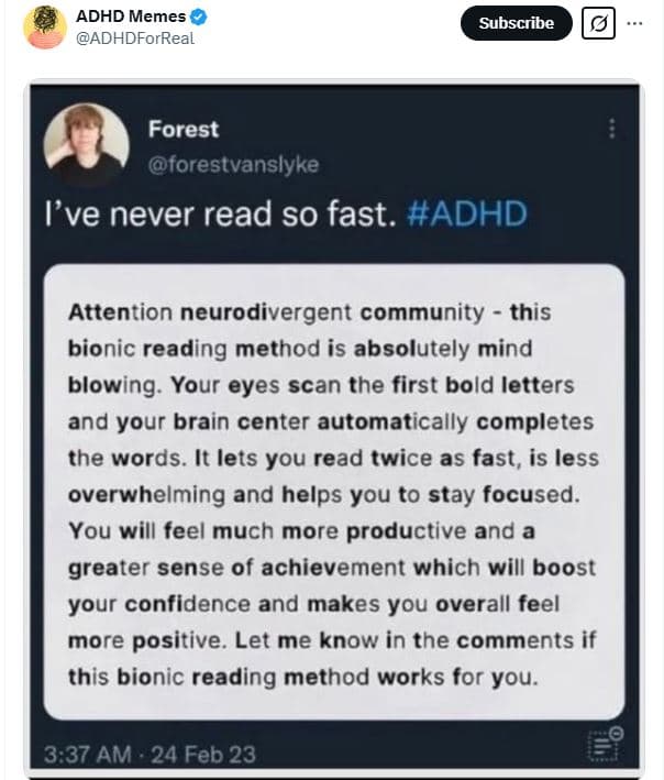 Adhd memes adhdforreal subscribe forest forestvanslyke lve never read so fast. a
