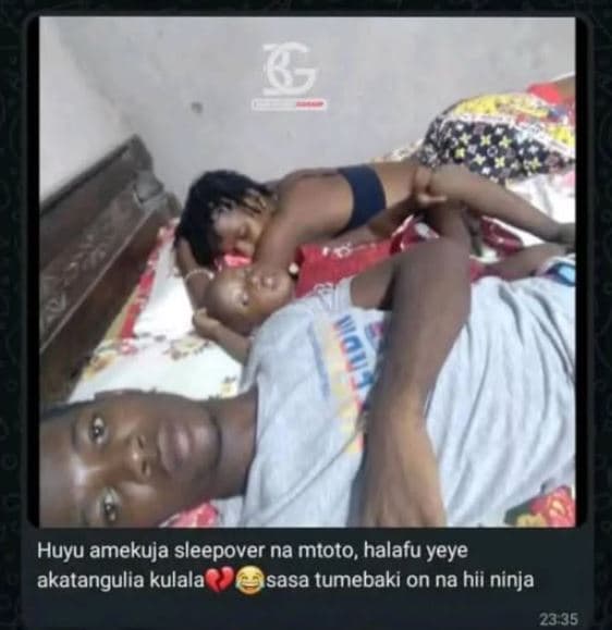 Huyu amekuja sleepover na mtoto, halafu yeye akatangulia kulala sasa tumebaki on