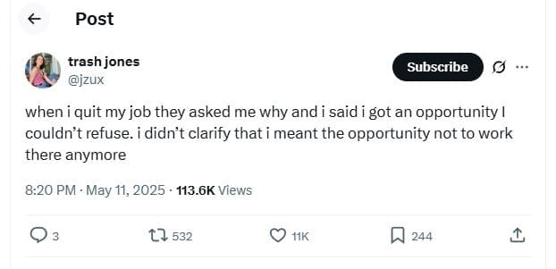 Post trash jones jzux subscribe when i quit my job they asked me why and i said