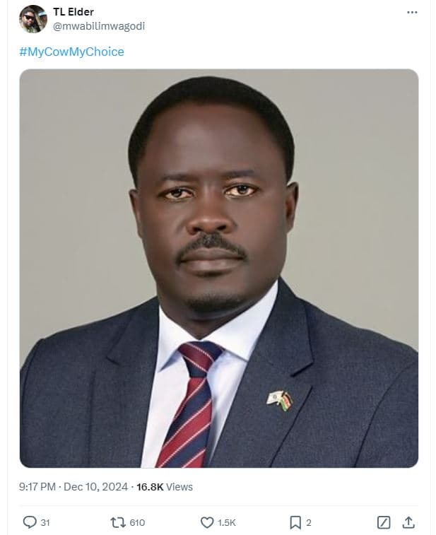 Tl elder mwabilimwagodi mycowmychoice 9.17 pm dec 10, 16.8k views 0 31 12 610 0