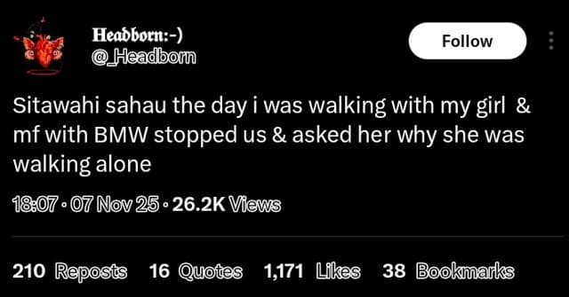 Heabborn headbom follow sitawahi sahau the day was walking with my girl mf with