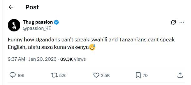 Post thug passion passion_ke funny how ugandans can't speak swahili and tanzania