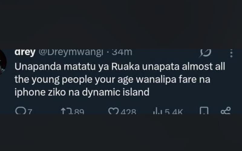 Arey dreymwangı 34m unapanda matatu ya ruaka unapata almost all the young people