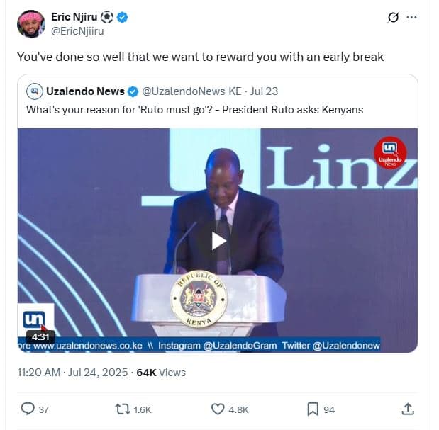 Eric njiru ericnjiiru you've done so well that we want to reward you with an ear