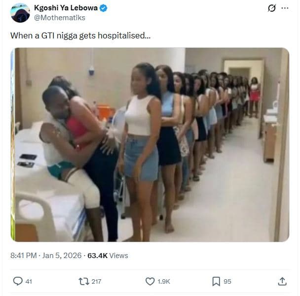 Kgoshi ya lebowa mothematiks when a gti nigga gets hospitalised_ 8.41 pm jan 5,