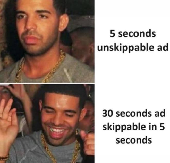5 seconds unskippable ad 30 seconds ad skippable in 5 seconds