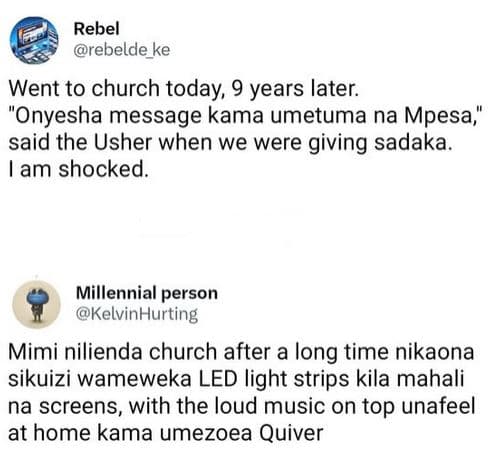 Rebel rebelde_ke went to church today 9 years later. onyesha message kama umetum