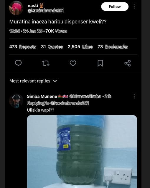 Nasti kawilabjendp31 follow muratina inaeza haribu dispenser kweli?? .24jan 25 7