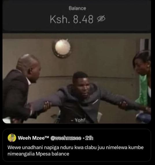 Balance ksh. 8.48 yoni weeh mzeetm wedhnzeee '2hh wewe unadhani napiga nduru kwa