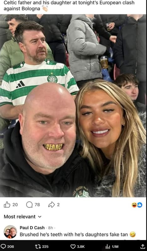 Celtic father and his daughter at tonight's european clash against bologna 20 q