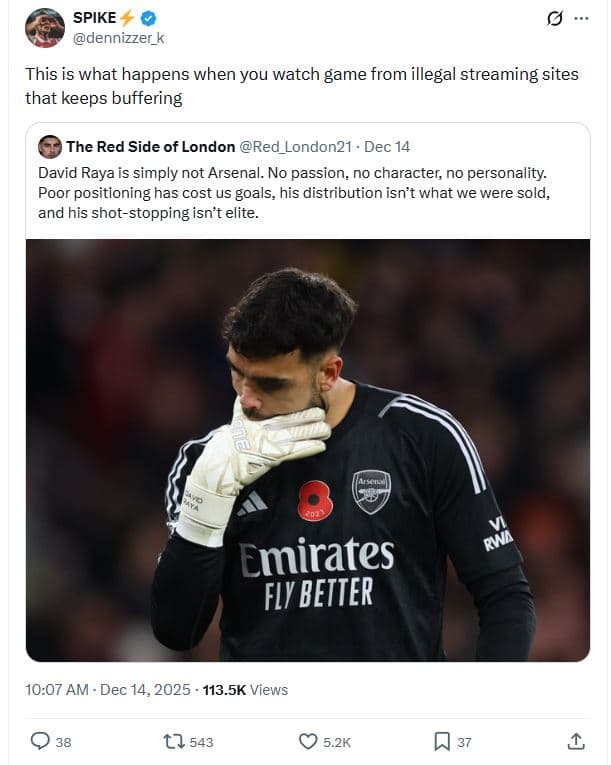 Spike dennizzer_k this is what happens when you watch game from illegal streamin