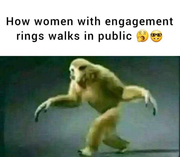 How women with engagement rings walks in public