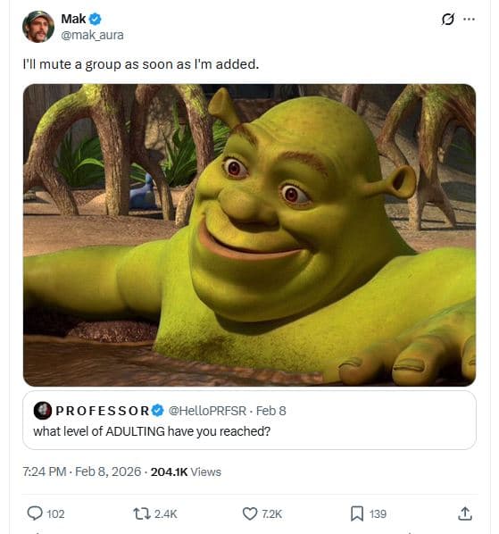 Mak mak_aura iii mute a group as soon as l'm added. professor helloprfsr feb 8 w