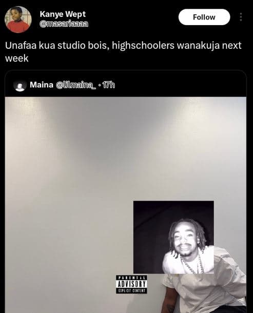 Kanye wept masallaãaa follow unafaa kua studio bois, highschoolers wanakuja next