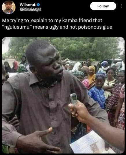 Wilsone weelaej follow me trying to explain to my kamba friend that ngulusumu me
