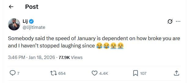 Post lij lijitimate somebody said the speed of january is dependent on how broke