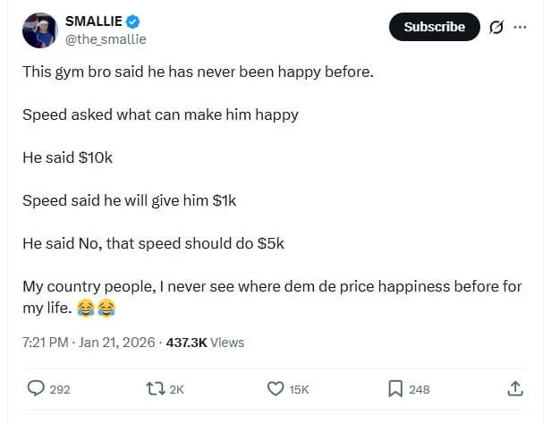 Smallie the_smallie subscribe this gym bro said he has never been happy before.