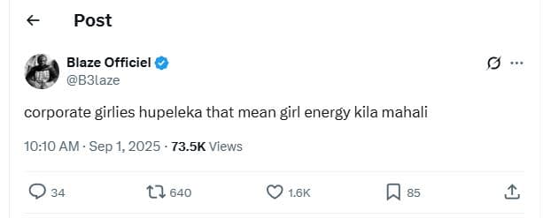 Post blaze officiel b3laze corporate girlies hupeleka that mean girl energy kila