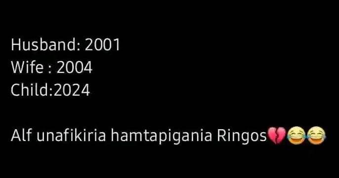 Husband wife child alf unafikiria hamtapigania ringos