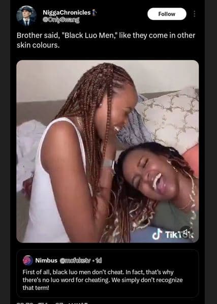 Niggachronicles oonyswnn follow brother said, black luo men like they come in ot