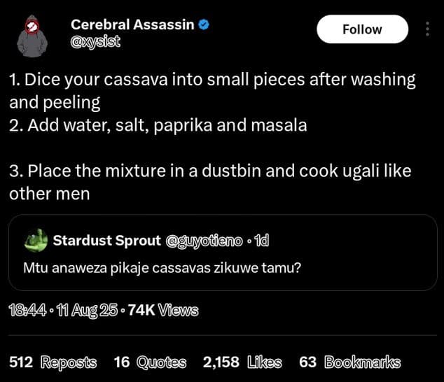 Cerebral assassin ysist follow 1.dice your cassava into small pieces after washi