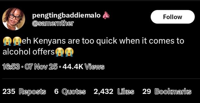 Pengtingbaddiemalo samemnther follow eh kenyans are too quick when it comes to a